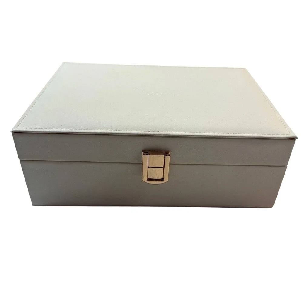 Voova Jewelry Box Organizer Velvet Double Layer Ring Earring Case